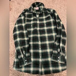 Levi's Dark Green Plaid Button Down Shirt